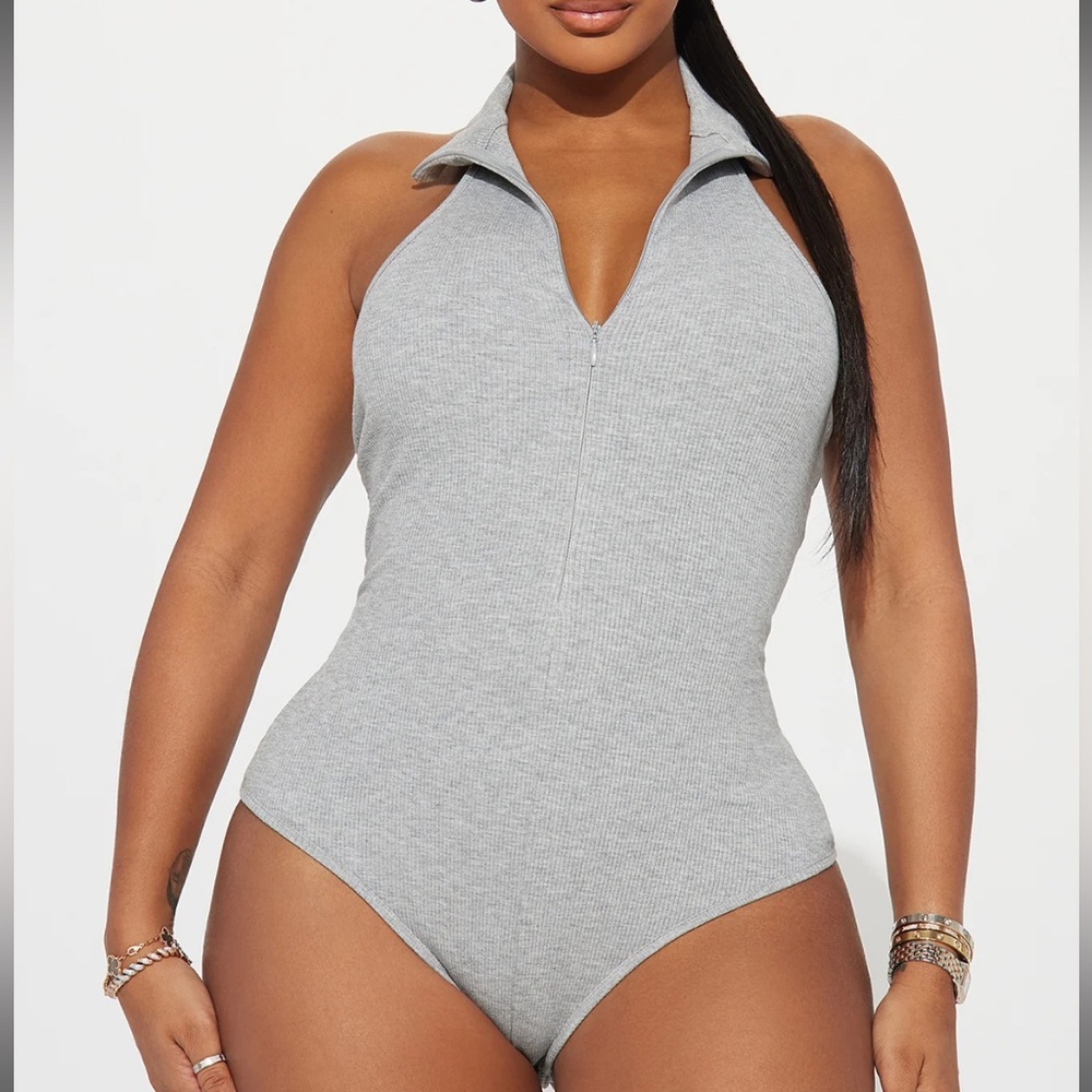 Julie Snatched Bodysuit - Heather Grey
